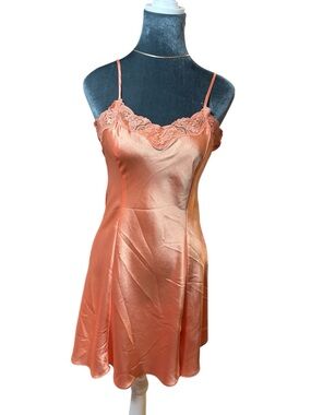 Private Luxuries Silky Lace-Trim Slip Dress - Peach